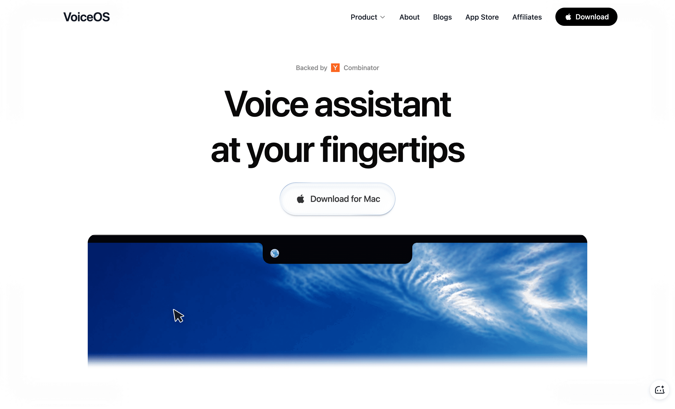 VoiceOS homepage screenshot